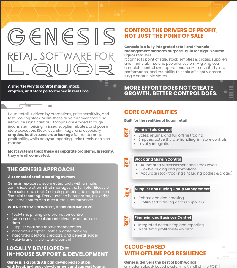 GENESIS RETAIL SOFTWARE FOR LIQUOR
